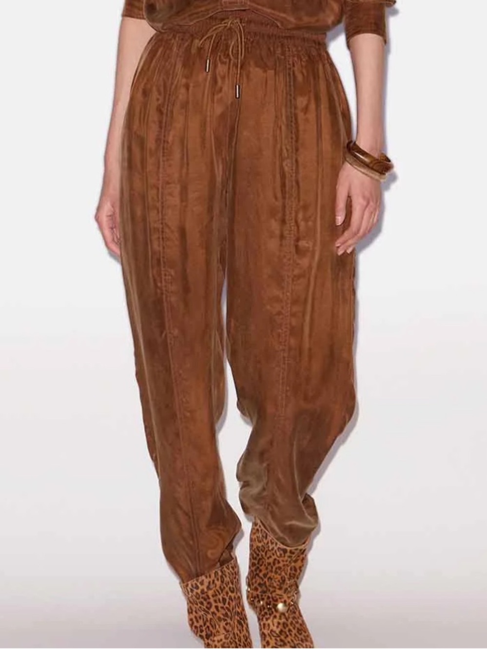 Isabel Marant Zaylee Satin Trousers - tobacco